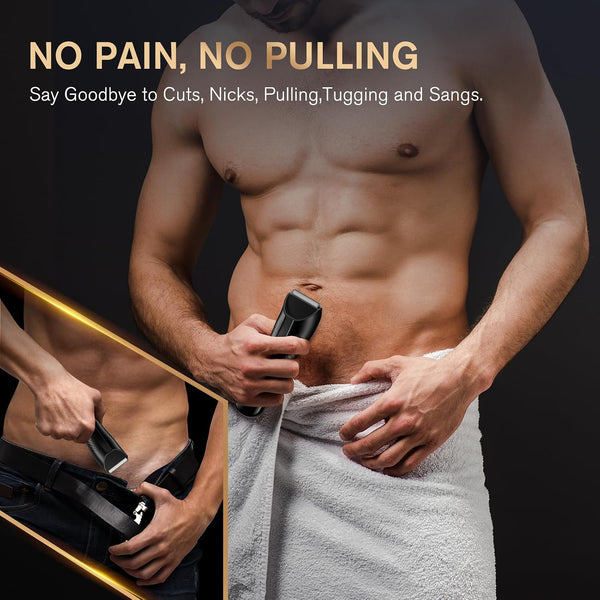 Spacekey Electric Body Hair Trimmer - IPX7 Waterproof Ball Trimmer for Men with LED Light, Wet/Dry Groomer, USB-C Rechargeable, Travel Bag