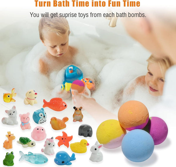 Bath Bombs for Kids with Surprise Inside, 20 Pack Kids Bath Bombs Gift Set with Toys for Girls Boys, Handmade Bubble Bath Fizzy Balls Kit for