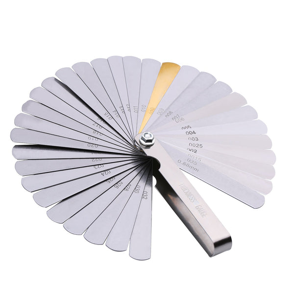 Hotop 1pc Feeler Gauges Imperial Measuring Tool Stainless Steel 0.04 - 0.88 mm 32 Blades