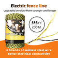 Electric Fence Polywire 656 FeetÃ¯Â¼Â200 MeterÃ¯Â¼Â6 Stainless Steel Strands for Reliable Conductivity and Rust ResistanceÃ¯Â¼ÂPortable