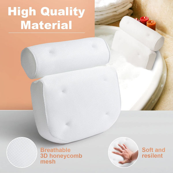 Bath Pillow for Tub, Luxury Bathtub Pillow Back Neck Support Pillow, Relaxing Spa Headrest Cushion for Women Adults Gifts, Must Have Comfort