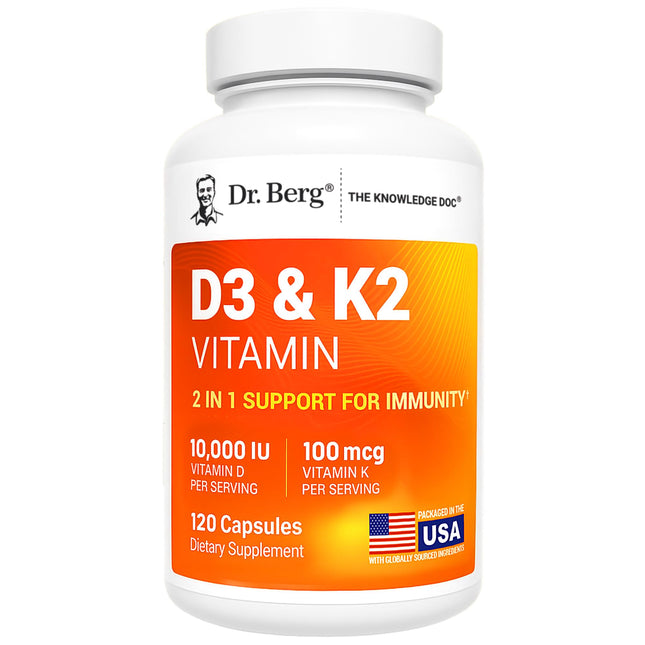 Dr. Berg Vitamin D3 K2 W/Mct Powder - Includes 10,000 IU of Vitamin D3, 100 Mcg 