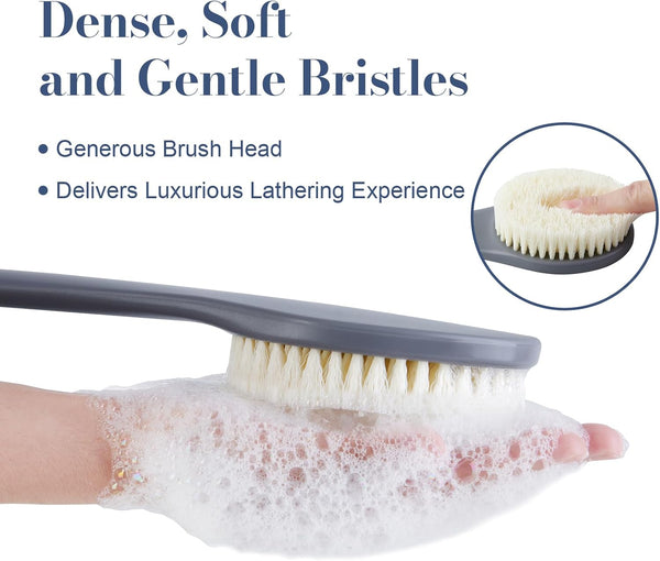 Back Scrubber for Shower, Shower Body Brush for Cleaning with Long Handle for Showering, 17 Inch Back Washer Exfoliator for Shower Men Women with