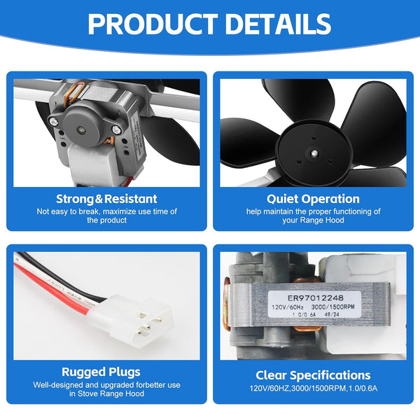 97012248 Motor Range Hood Fan Motor Compatible with Broan and Nutone Kitchen Exhaust Fan Replacement Replace 40000 and 42000 Series AP4527731,