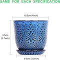 Gepege Succulent Pots, 4 Inch Small Indoor Ceramic Planter Pot with Drainage Holes and Saucers for Plants- Blue - Set of 4 4 Inch - Set of 4 Blue