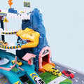 Toy Car Ramp Track Dinosaur Climbing Hills Railcar Colorful Vehicles Construction Play Set with 12 Mini Racer Cars and Track for Preschool Gifts