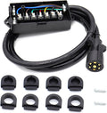 MOCW 6 Foot 7 Pin Trailer Plug Wiring Harness 7 Way RV Trailer Cord Wire with 7 Gang Waterproof Junction Box 6 ft