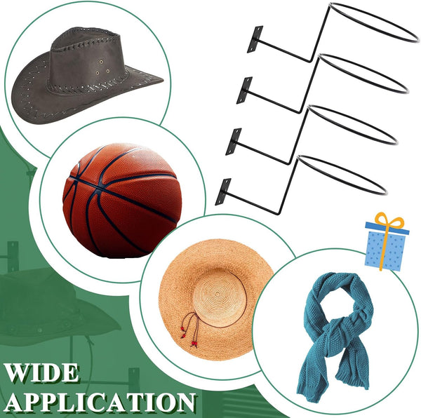 TiciKim Pack of 4 Cowboy Hat Rack Metal Hat Holder Wall Mounted Hat Hanger for Wall Display, Cowboy Hat Holder Organizer Multifunctional Organizer