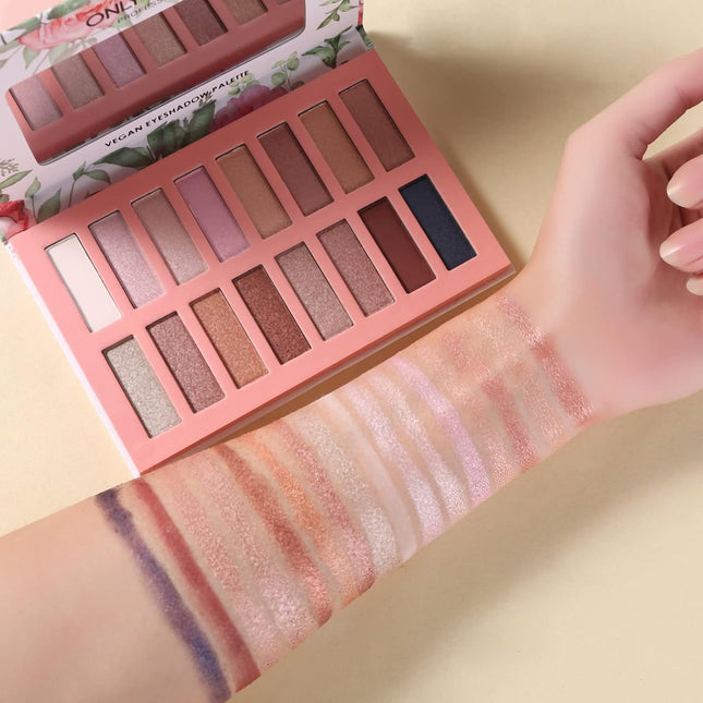 Vegan Nude Eyeshadow Palette - 16 Shades Organic, High Pigment, Long Lasting Shi