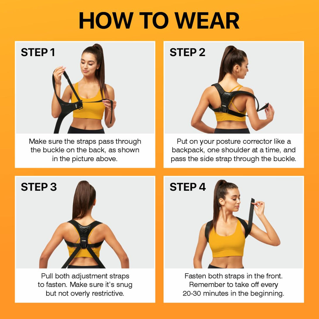 Adjustable Back Brace Posture Corrector for Women and Men (33-42"), Upper Back and Shoulder Straightener, Relieves Neck and Shoulder Discomfort, Ostomy Belts, Black