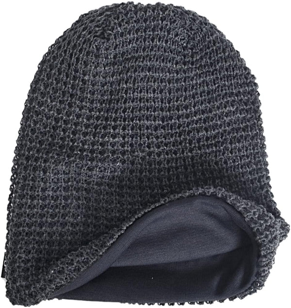 FORBUSITE Mens Slouchy Long Beanie Knit Cap for Summer Winter, Oversize Large B08-dark Grey