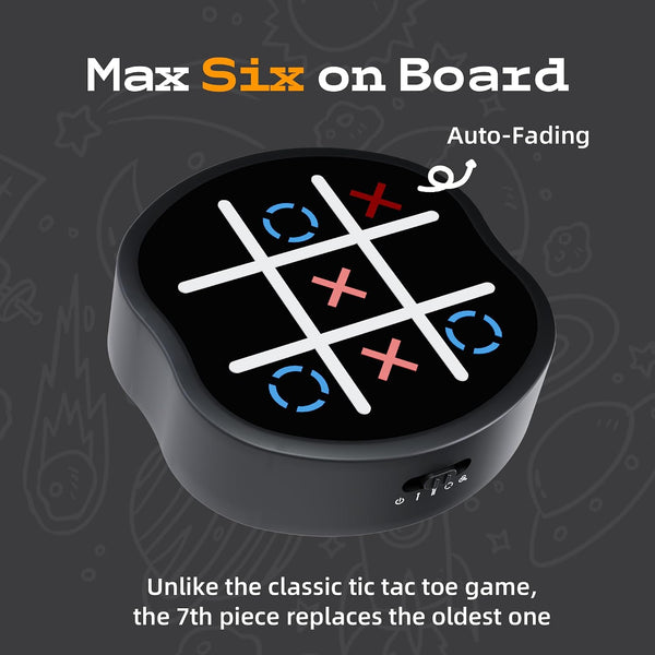 4 in 1 Electronic Tic Tac Toe Game, Handheld Digital Bolt Game with Whack a Mole, Memory Flash, Silent Mode, Portable Travel Game for Kids and