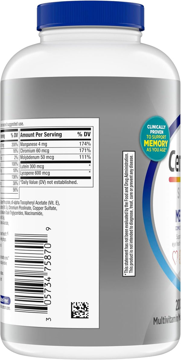 Centrum Silver Men'S 50+ Multivitamin with Vitamin D3, B-Vitamins, Zinc for Memory and Cognition - 200 Tablets