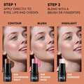 3Pcs Cream Contour Stick Makeup Kit, Shades with Highlighter, Blush and Bronzer Contour Stick for Sculpt the Cheeks, Long Lasting, Waterproof,