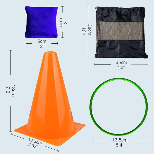 Unanscre 31PCS 3 in 1 Carnival Outdoor Games Combo Set for Kids, Soft Plastic Cones Bean Bags Ring Toss Game, Gift for Birthday Party/Xmas