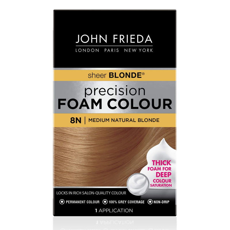 John Frieda Precision Foam Colour Medium Natural Blonde 8N, 1 Application Medium Natural Blonde 8N 1 Count (Pack of 1)