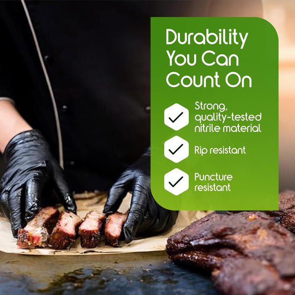 Inspire Black Nitrile Gloves HEAVY DUTY 6 Mil Nitrile Chemical Resistant Medical Cooking Cleaning Disposable Black Gloves Medium Black 6mil Box of 100