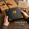 300-Pocket Coin Collection Album for Coins up to 38mm | PU Leather, 240 Small and 60 Large Pockets, Clear Anti-Drop Sleeves for Coin Collectors,