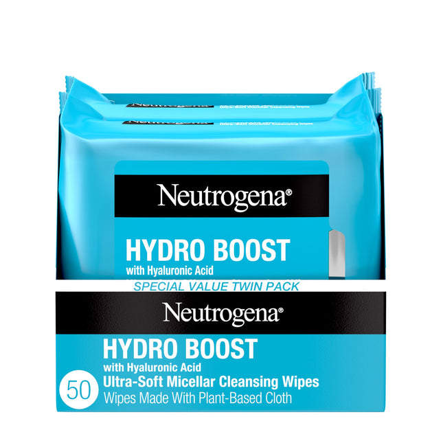Neutrogena Hydro Boost Face Wipes + Hyaluronic Acid, Hydrating Makeup Remover Wi