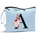 Vavabox A-Z Personalized Makeup Bag, Birthday Gifts for Women Mom, Gifts for Best Friend, Bride Bridesmaid Cosmetic bag (A, Blue) Blue A