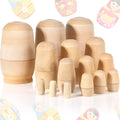 Charniol 15 Pieces Unpainted Blank Russian Nesting Dolls Plain Unfinished Wooden Nesting Dolls Handmade DIY Traditional Matryoshka for Kids Teens