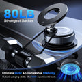 CloudValley Magnetic Car Phone Mount, Compatible with MagSafe | 360° Adjustable Foldable Holder for Dashboard, 80LBS Suction & 2800gf Magnet, Car