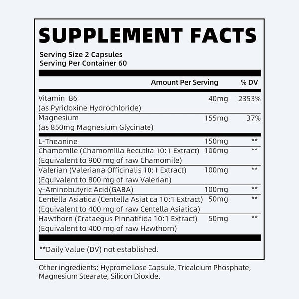 Magnesium Glycinate Supplement with L-Theanine, Chamomile & GABA Ã¢ÂÂ Supports Sleep, Calmness, Muscle Relaxation for Men & Women Ã¢ÂÂ Vegan,