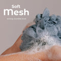 Mainbasics Bath Shower Loofah Sponge Pouf Body Scrubber Exfoliator Body Wash Sponge (Set of 3, Airy Blossom)