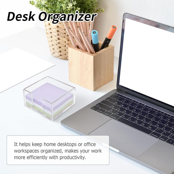 Acrylic Sticky Note Holder, 3 x 3 Crystal Clear Acrylic Notepad Holder Sticky Note Dispenser for Dorm Room and Office Desk Organizer 3x3"