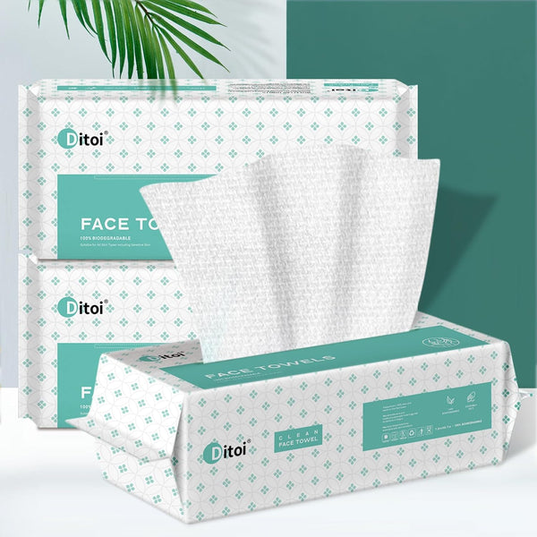 Ditoi Disposable Face Towels,Ultra Soft &Thick Face Dry Wipes for Makeup Removal,Viscose Fiber Facial Coths for Women Daily Cleansing, Skincare,60