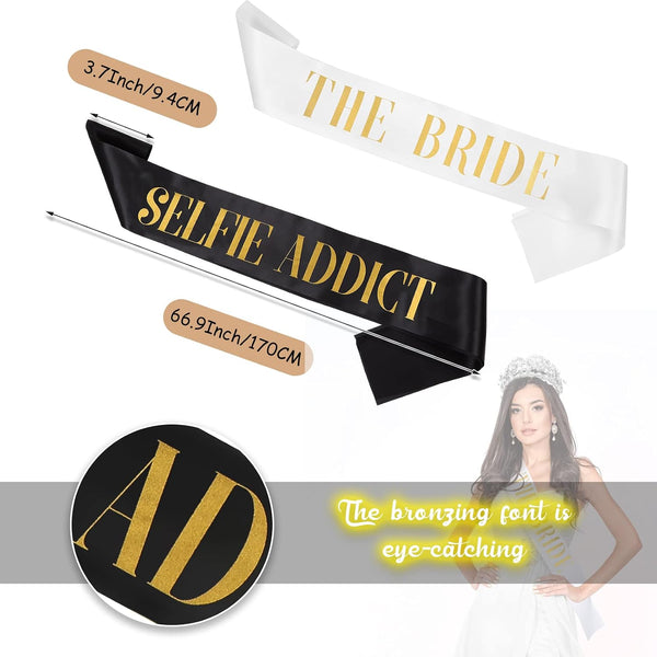LEIFIDE 10 Pack Bride and Bridesmaid Sash Set Wedding Bachelorette Funny Team Gifts Sash Decorations for Woman Bride Bridesmaid of Honor Party
