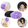 Jumbo Size Shower Cap 2 PCS Waterproof Shower Caps for Women, Extra Large Shower Cap, Reusable Super Large Bath Caps Hair Cap for Long Thick Curly
