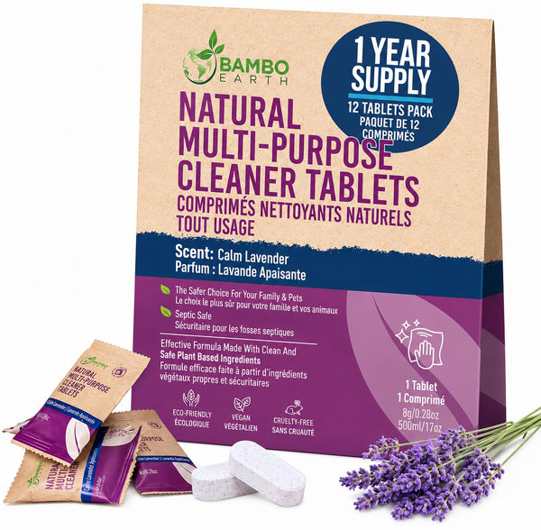 12 Pack Natural Multi-Purpose Cleaner - All Surface Multipurpose Cleaning Tablets Refill - Eco-Friendly Product & Cleaning Supplies - 1 Tablet =