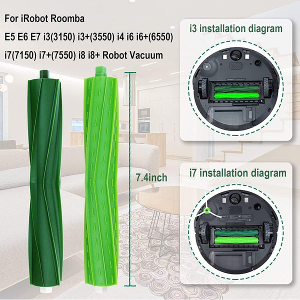 2 Set Replacement Roller Brushes Compatible for iRobot Roomba E & I & J Series, i7 i7+ i3 i3+ i6+ i8+ j7 j7Plus E5 E6 E7, Vacuum Cleaner