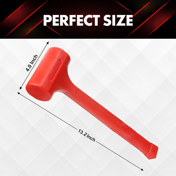YIYITOOLS 1LB Dead Blow Hammer- Red, Mallet | Machinist Tools | Unibody Molded | Checkered Grip | Spark and Rebound Resistant 1LB Red