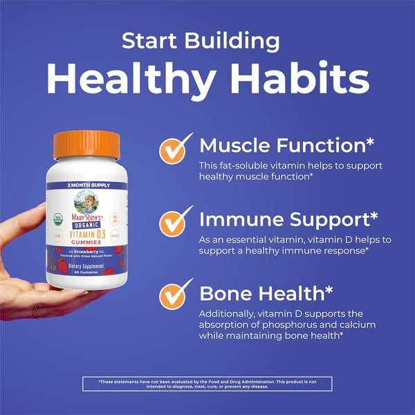 Maryruth'S Organic Vitamin D3 Gummies | 1000 IU | USDA Organic | Immune Support| Bone Health | Muscle Function | for Adults & Kids Ages 2+ | Vegan