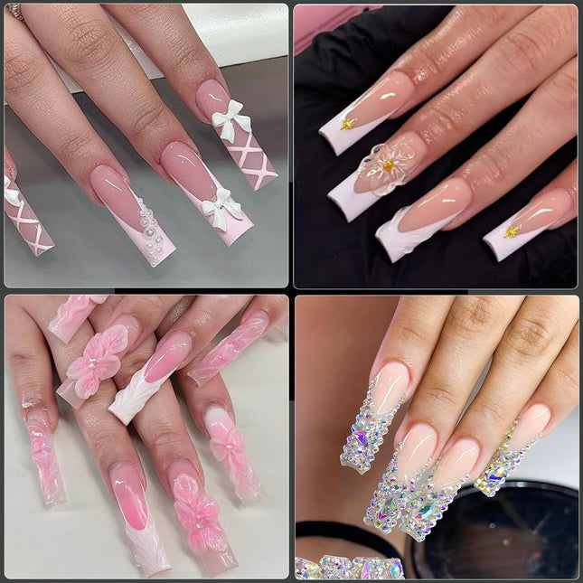 Nail Tips Square 3XL Extra Long Tips, 240Pcs Soft Gel Nail Tips Fake Nails, 12 S