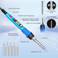 Soldering Iron Kit, 80W 110V LCD Digital Solder Iron Pen with Ceramic Heater, Portable Welding Tools with 5pcs Tips, Stand, Solders Wire, Sponge,