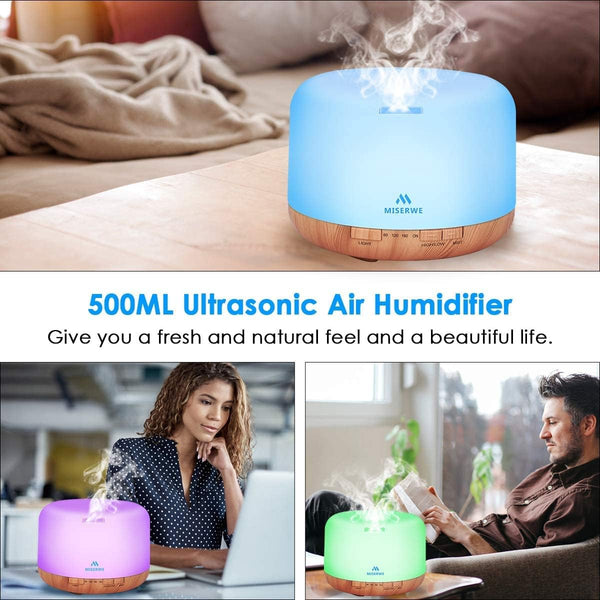 500Ml Diffuser with Remote Control Waterless Automatic Shut off Essential Oil Diffusers with Timing Mode Adjustable Oil Diffuser for Home