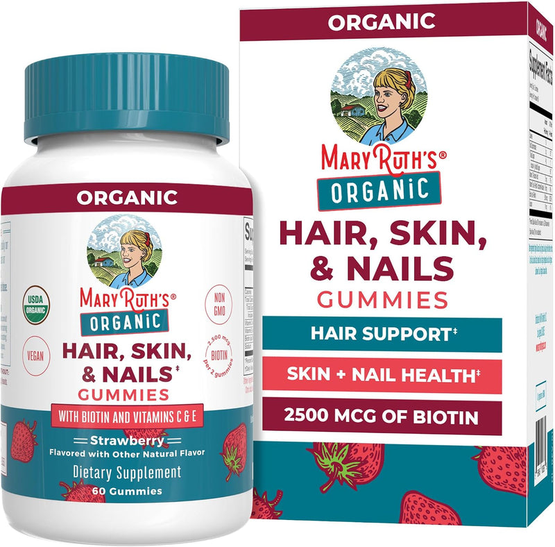 Maryruth Organics Hair | Skin | and Nails Vitamins | Biotin Gummies with Vitamin C & Vitamin E | Hair Growth Vitamins | Skin Care | Nail Strength