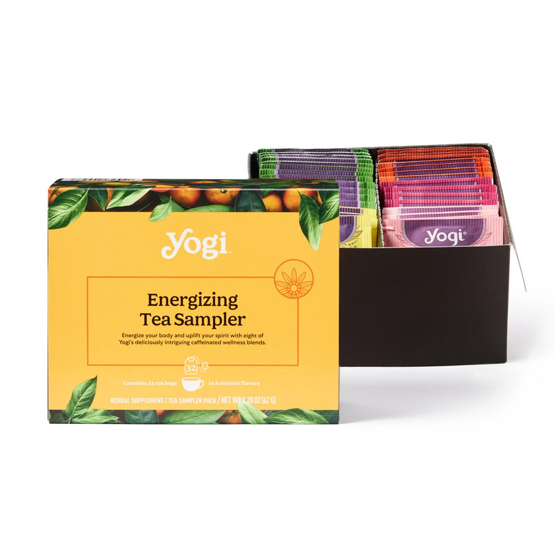 Yogi Organic Tea Energy Sampler Box, 32 Tea Bags (4 Bags Per Flavor) 2.20 OZ