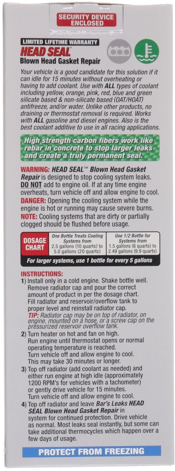 Bar's Leaks HG-1 HEAD SEAL Blown Head Gasket Repair Pack of 1 Gasket Repair