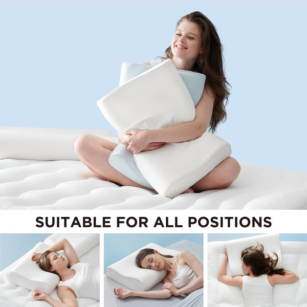 Bedsure Cervical Neck Support Pillow for Sleeping, Ergonomic Odorless Memory Foam Cervical Contour Orthopedic Pillow for Neck Pain Relief, for