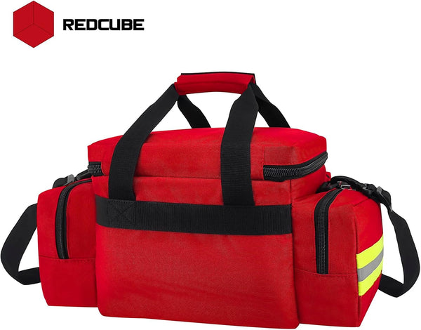 REDCUBE Emergency Bag - First Aid Bags Empty - First Responder Bag for Trauma, Professional Multiple Compartment Kit Carrier For Emergency Medical