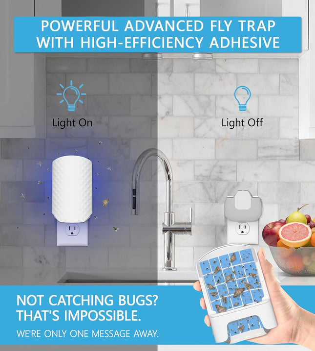 Flying Insect Trap for Indoors, Bug Killer Light Trap for Fruit Flies, Gnats, Mo
