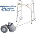 Carex Walker Glides with Auto-Brakes for Seniors & Adults, Walker Feet Glides, Universal Fit Replacement Tips to Back Legs, Rubber Feet, Sliders