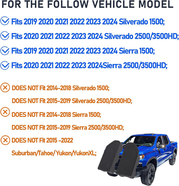 Bed Rail Stake Pocket Covers for GMC Sierra 1500/Chevy Silverado 1500 2019-2024 & Silverado/Sierra 2500/3500HD 2020 2021 2022 2023 2024 2025 Rear