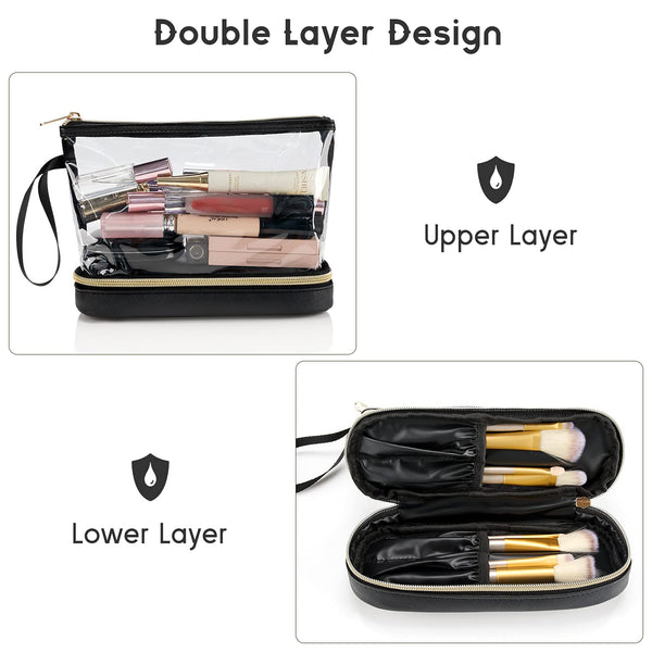 Ethereal Travel Makeup Bag, Clear Cosmetic Bag Make up Organizer TSA Approved Toiletry Bag, Waterproof Pouch for Women Purse for Toiletries