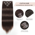 Sisily Clip in Hair Extensions Real Human Hair, 14 Inch 130G, Dark Brown, 100% Brazilian Remy Human Hair Clip in Extensions Soft Straight 7Pcs per