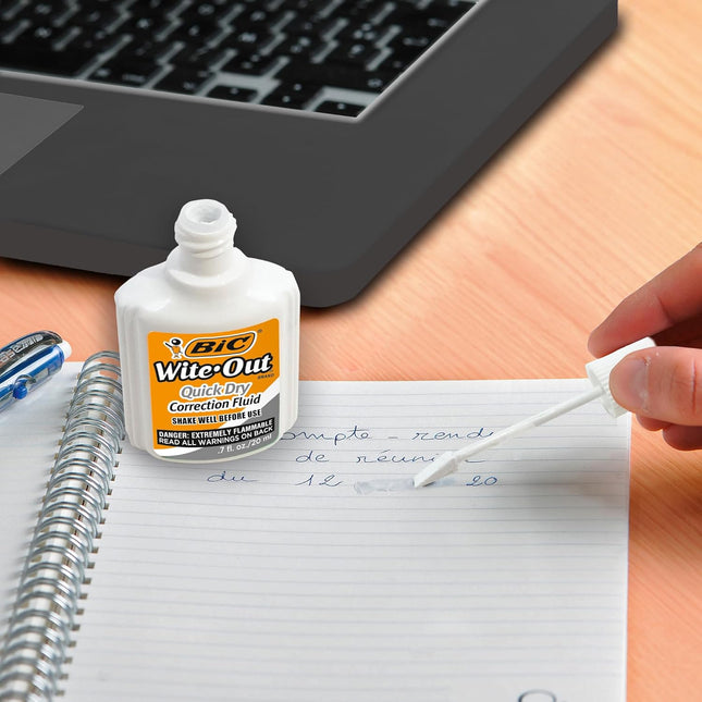BIC Wite-Out Quick Dry Correction Fluid, 20Ml, White, Goes on Easy with a Reduce